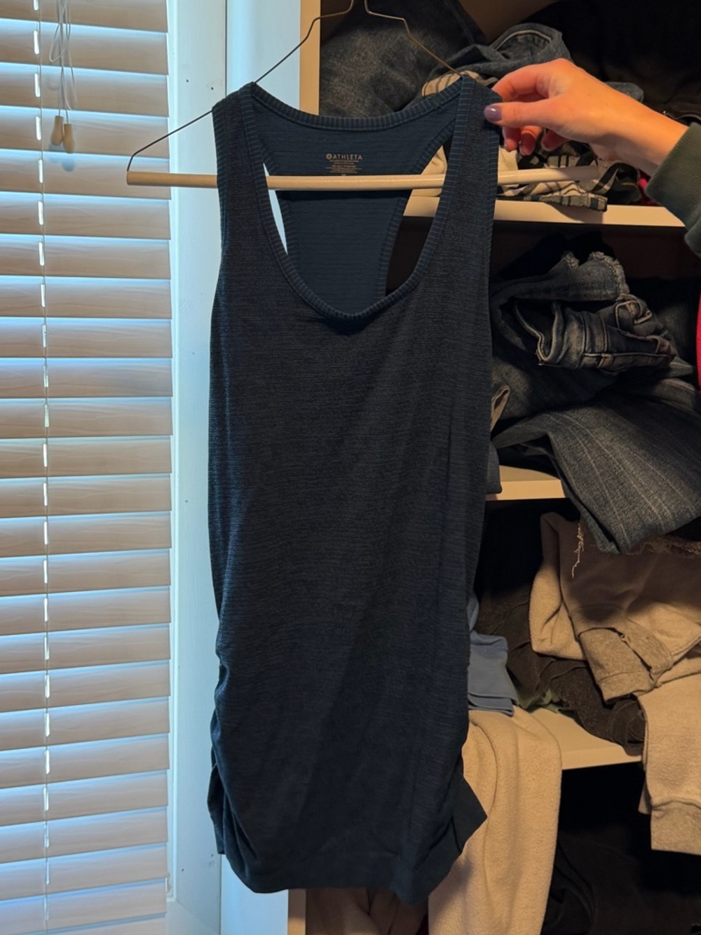Athleta Dark Navy Ribbed Racerback Tank Top